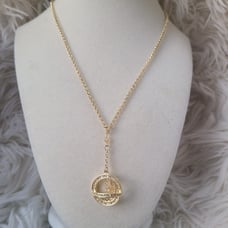 Swarovski Swan Stamped Rhodium Plated Gold Toned Necklace- Excellent Condition