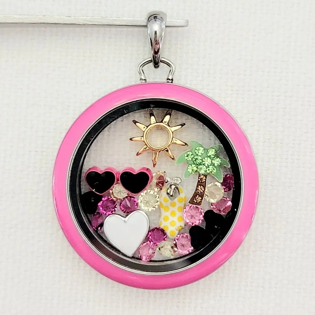 Summer Loving Pink Enamel Beach Locket