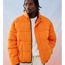 NWOT Men’s UO iets frans... Orange Water-Resistant Recycled Puffer Jacket Sz XS