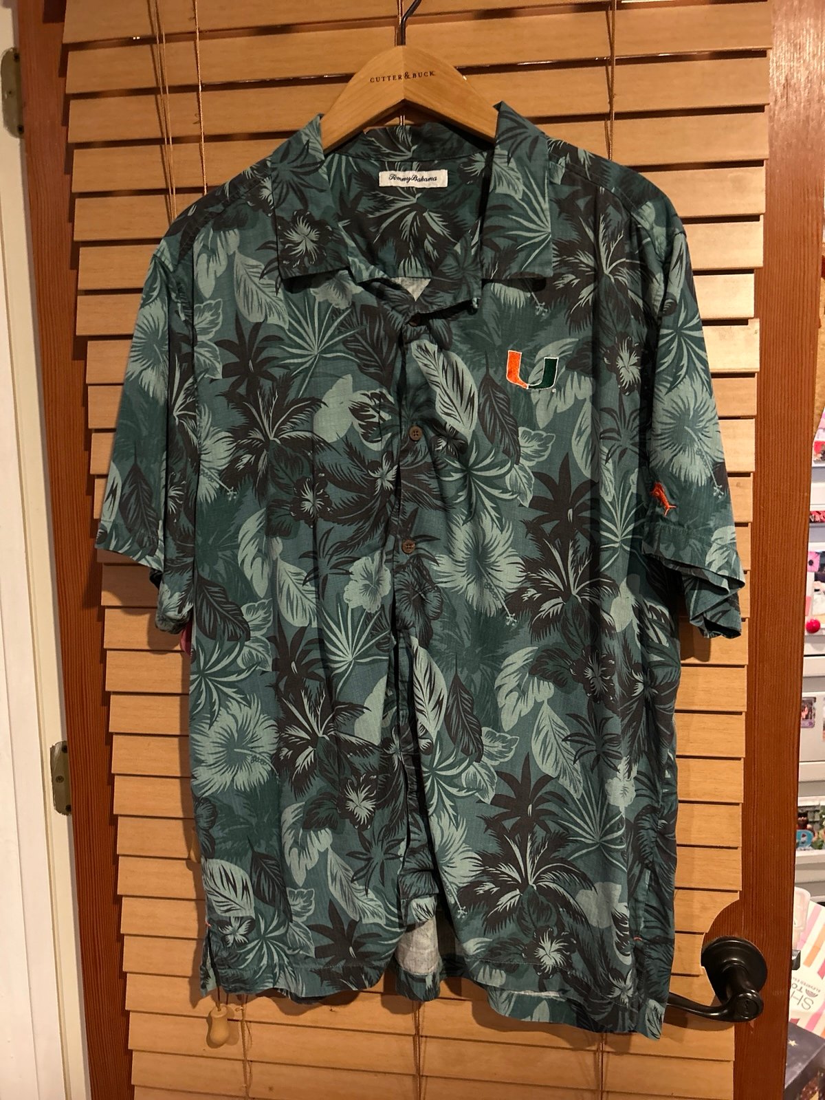 Tommy Bahama silk UM green tropical print shirt size XL