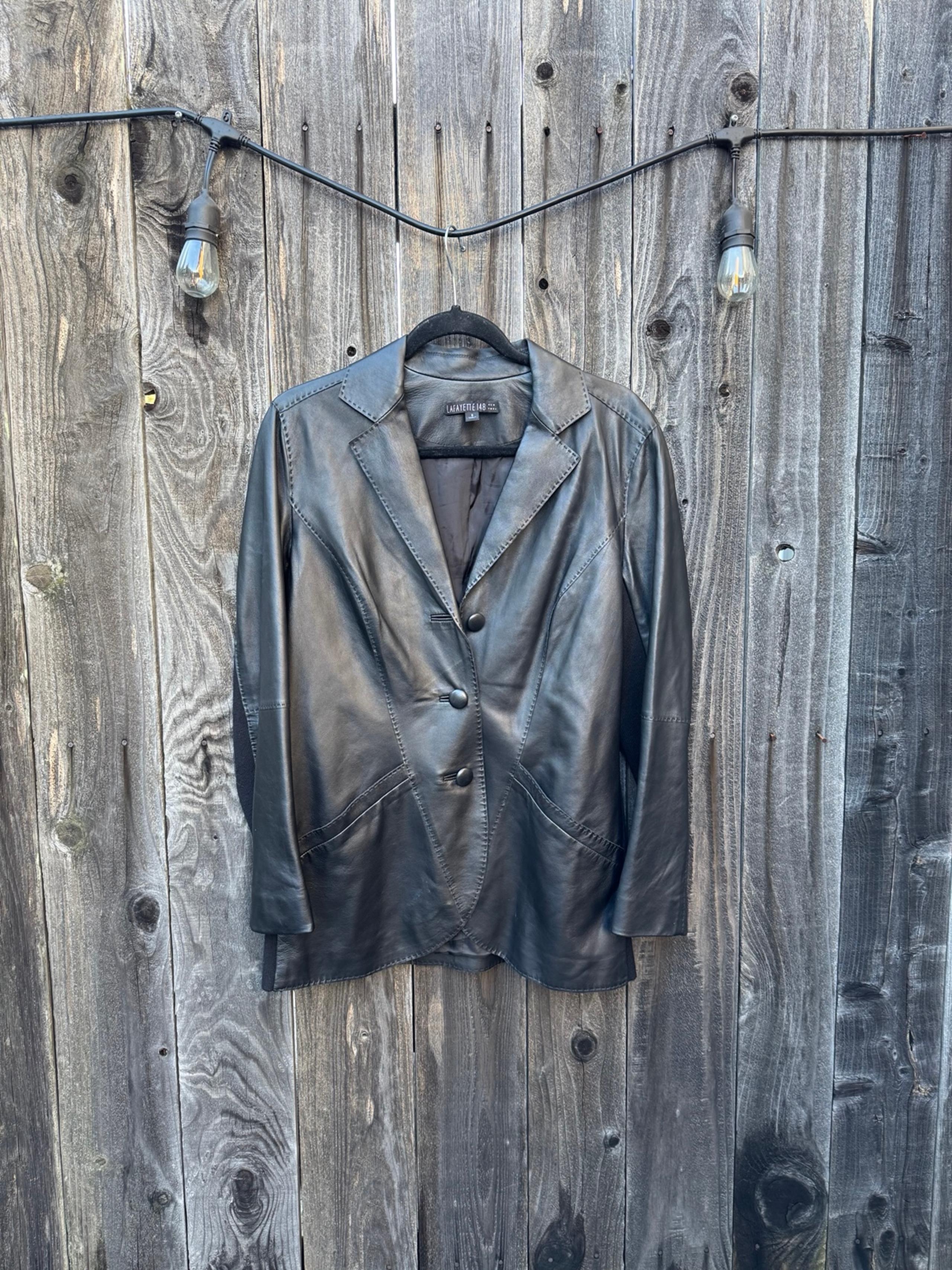 Lafayette 148 New York Leather and Merino Wool Jacket