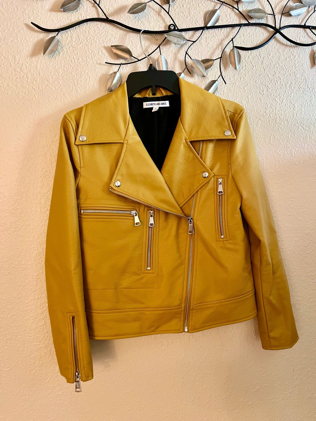 Faux Leather Yellow Jacket Women