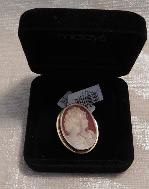 14KYG Cameo Brooch Mother and Daughter