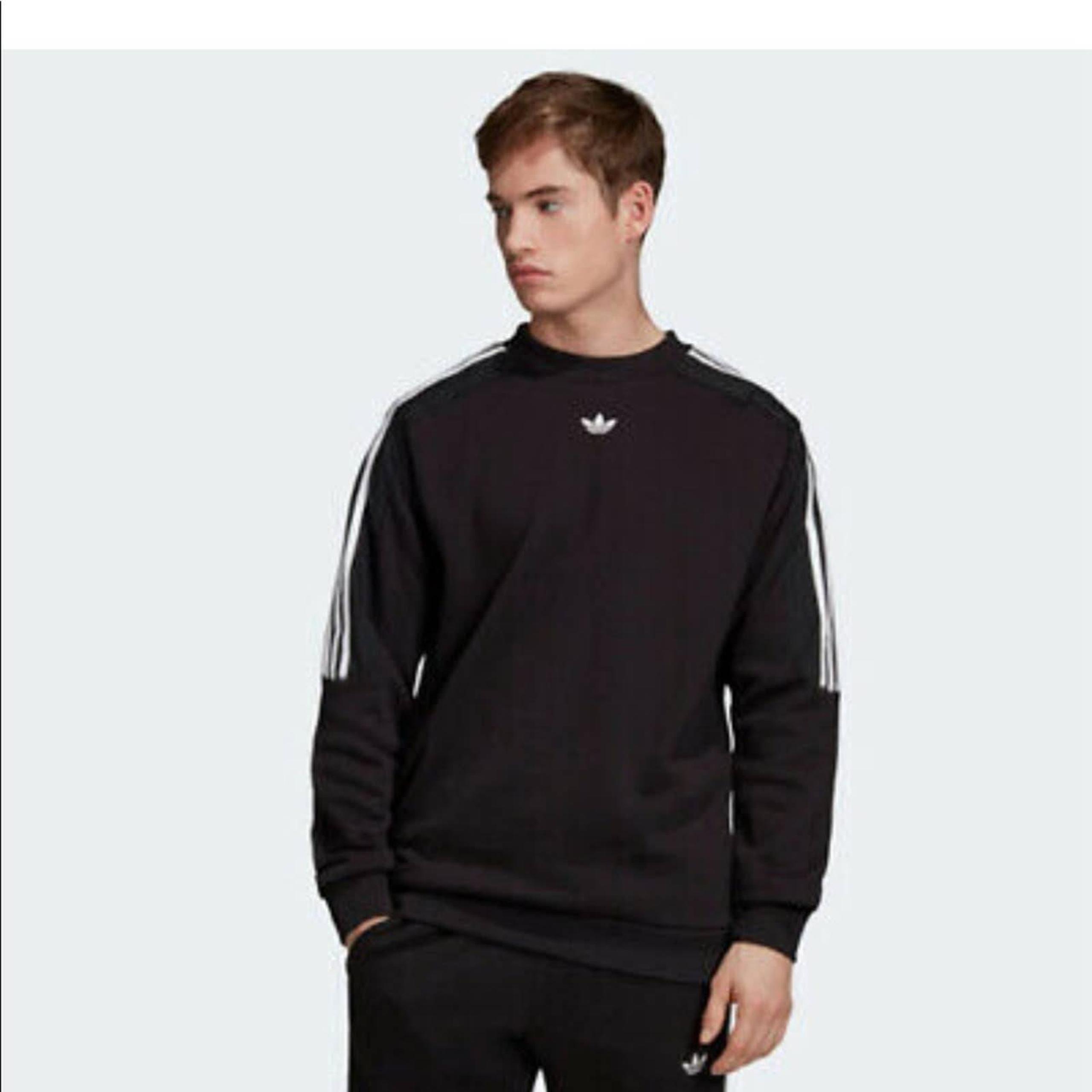 Adidas originals trefoil crewneck radkin sweater small black white mens