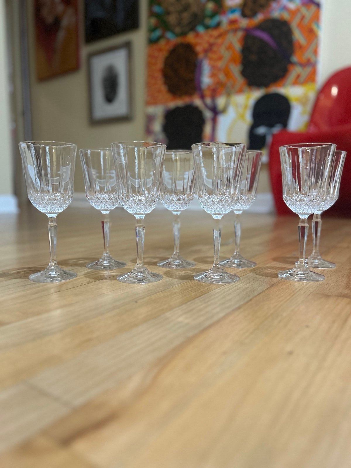 Set of 8 Old American Crystal Wine Glasses