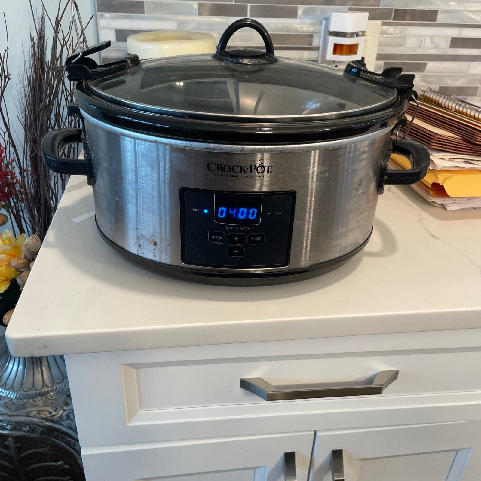 Crock-Pot Programmable Cook & Carry 7 Quart Slow Cooker 7 Quart Stainless Steel
