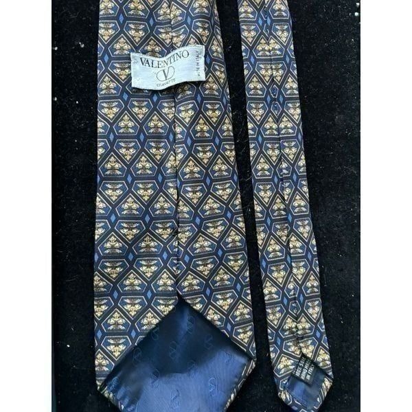 Valentino dress suit tie yellow blue abstract accessories necktie neck piece y2k
