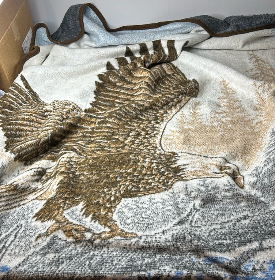 Vintage Biederlack Bald Eagle Reversible Throw MADE IN USA