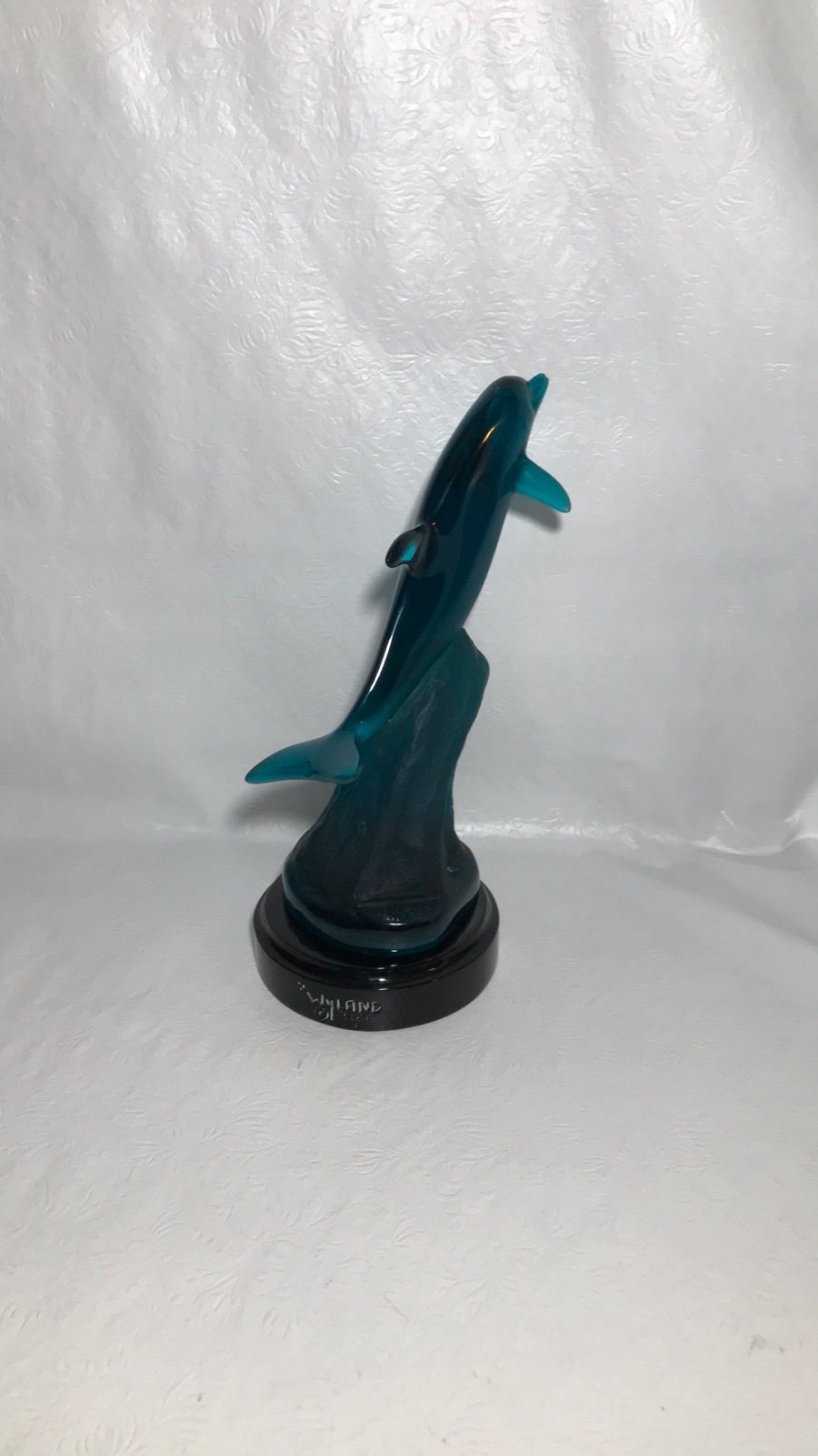 Wyland Studios 1996 Collectible Vintage Signed Teal Acrylic Dolphin Sculpture