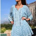Miss June Cotton Blue Floral Mini Summer Dress Beach Boho Resort Coverup medium