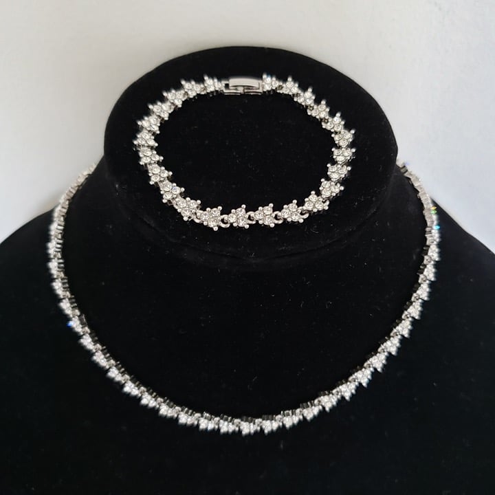 Vintage Rhinestone Necklace & Bracelet Set