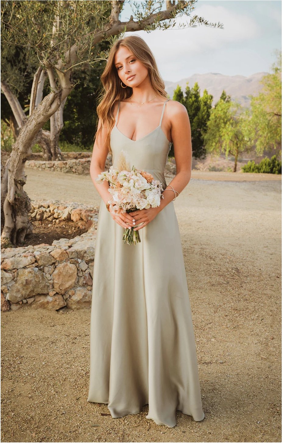 Show Me Your Mumu - Faith Maxi Dress In Moss Green Luxe Satin