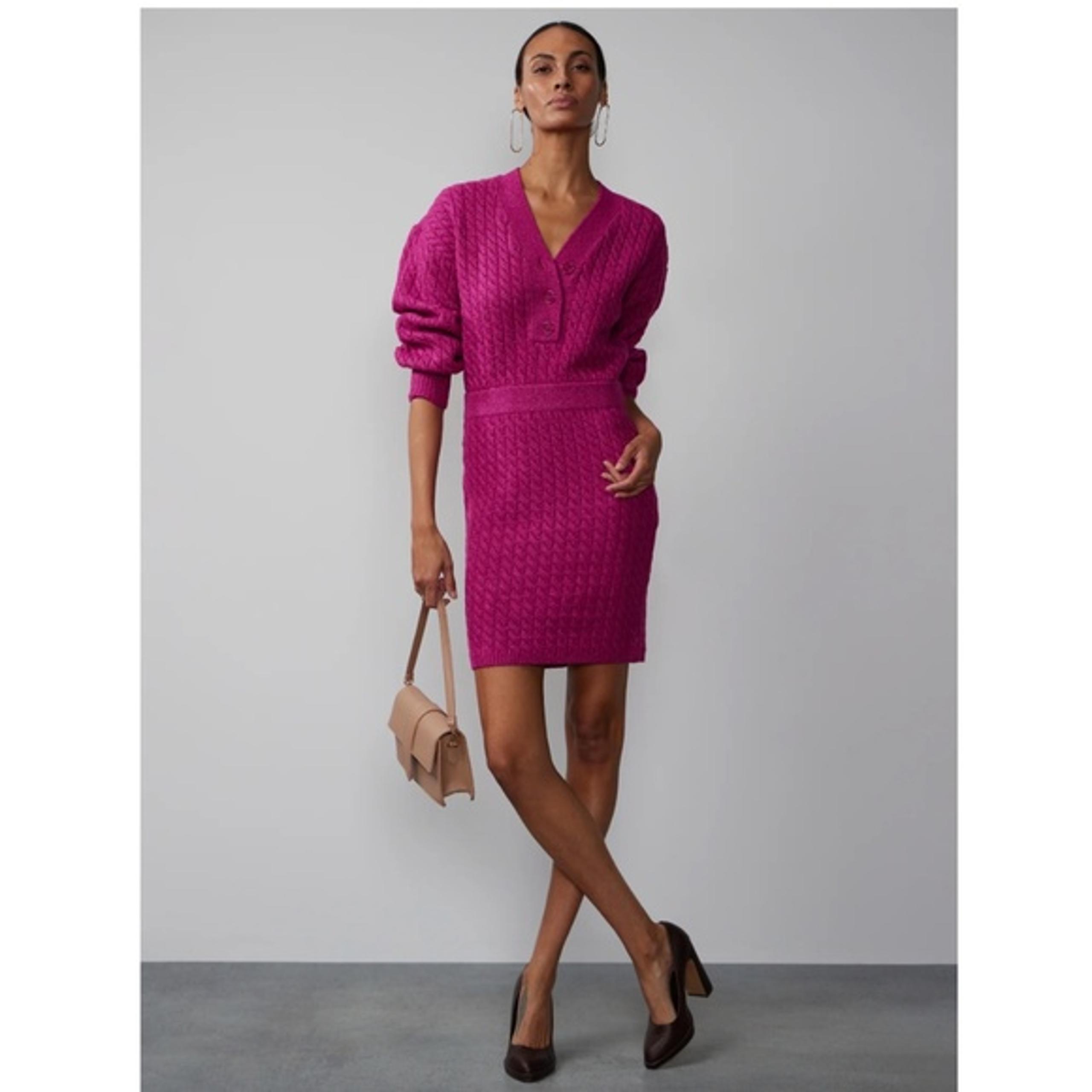 NEW Cable Knit Button Thick Placket Sweater Dress sz Large L