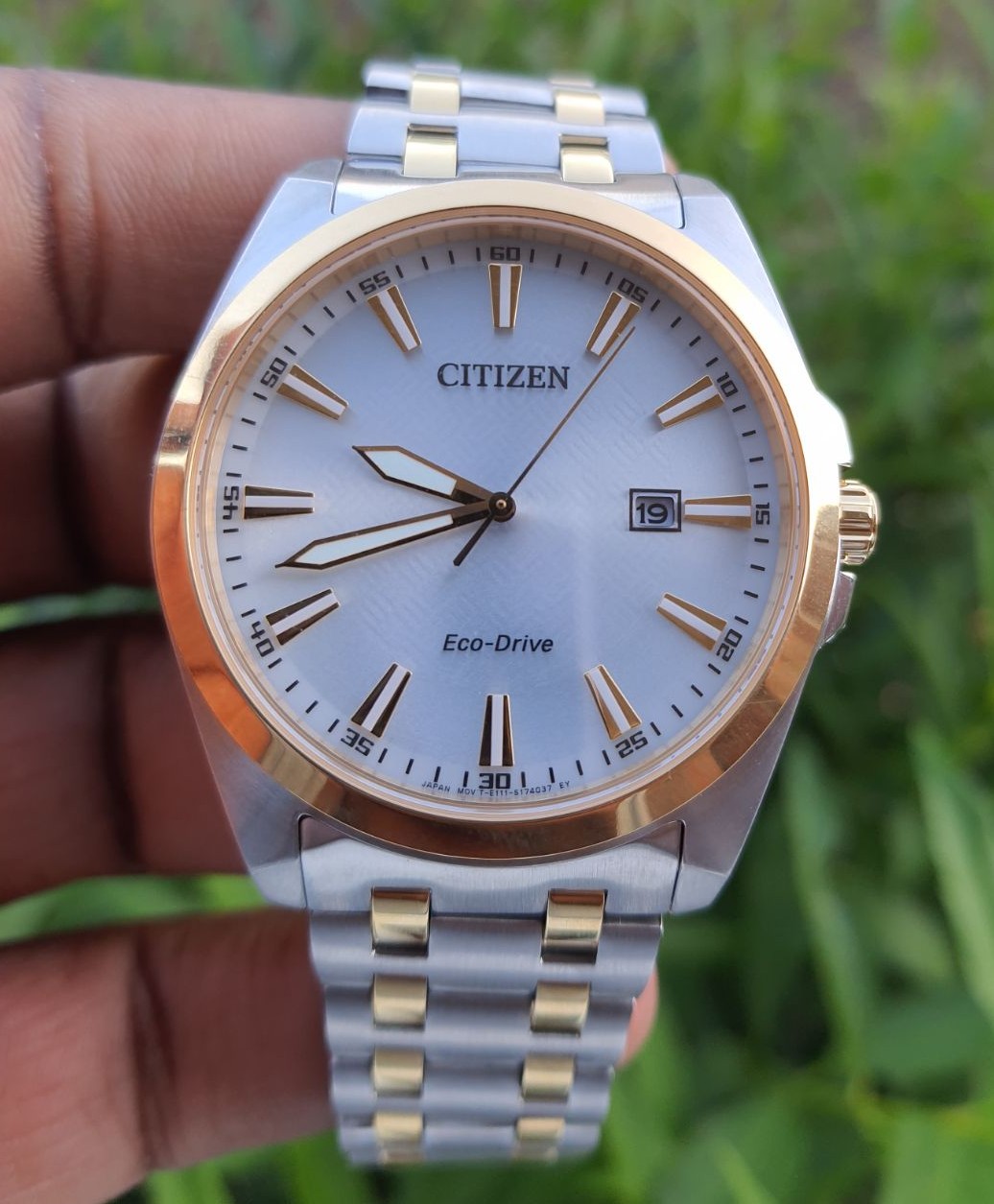 Citizen Eco-Drive Silver Dial 2-Tone Stainless Steel Band Men's Watch BM7534-59A
