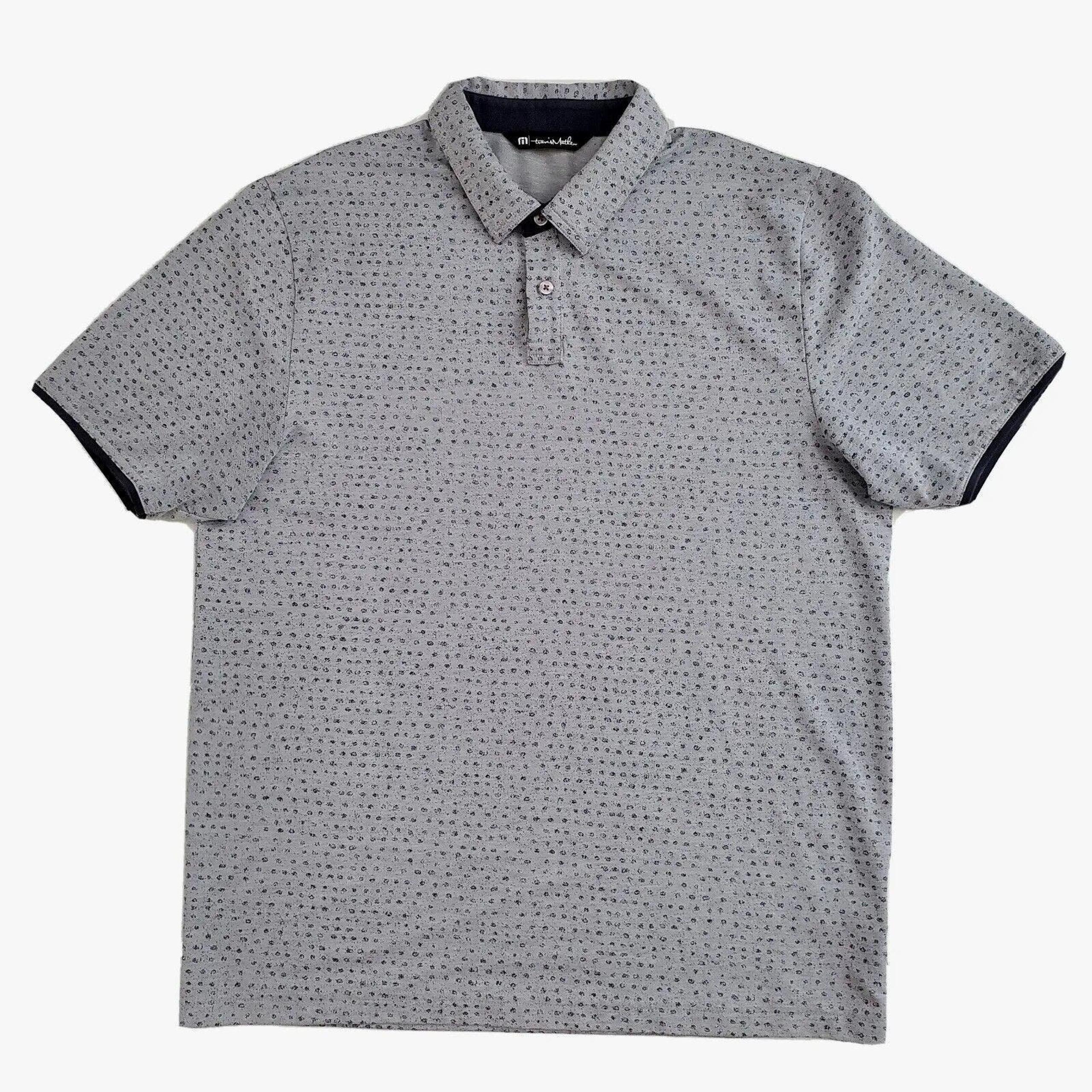 Travis Mathew (Mens Large) Golf Polo Shirt Gray Short Sleeve Dotted Pima Cotton