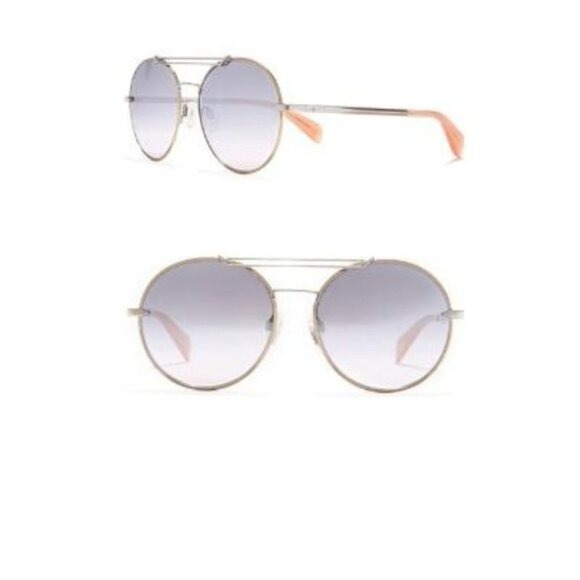 Rag & Bone Womens Silver Round Metal Frame 59mm Sunglasses with case NWT