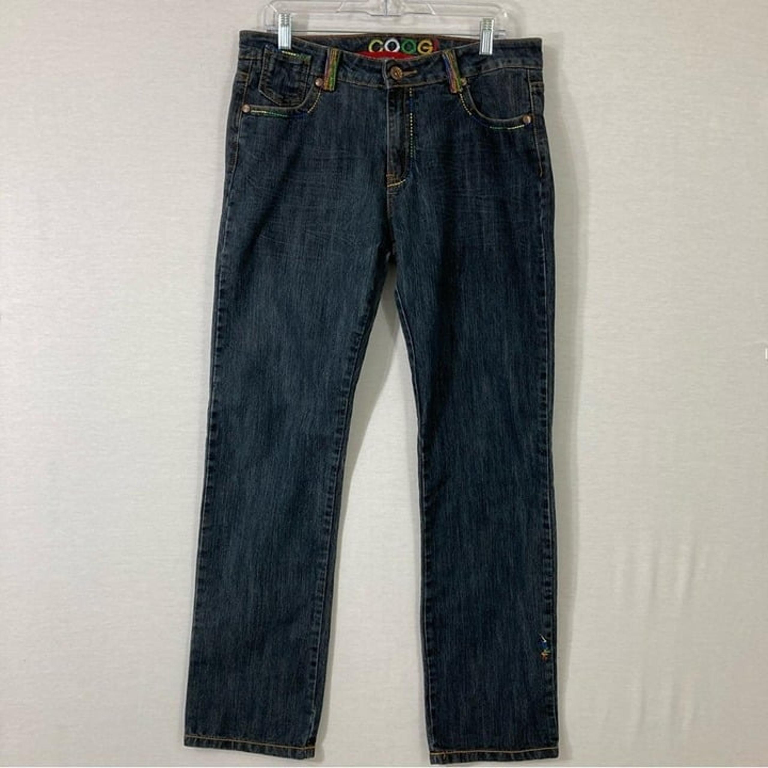 COOGI Women's Dark Wash Embroidered  Straight Leg Jeans size 16