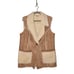 SUSAN GRAVER 97 Faux Shearling Vest w/ Front Pockets Brown Ivory Large
