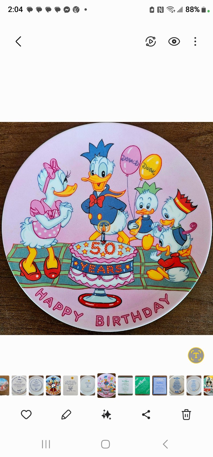 DONALD DUCK HAPPY 50 YEARS BIRTHDAY PLATE