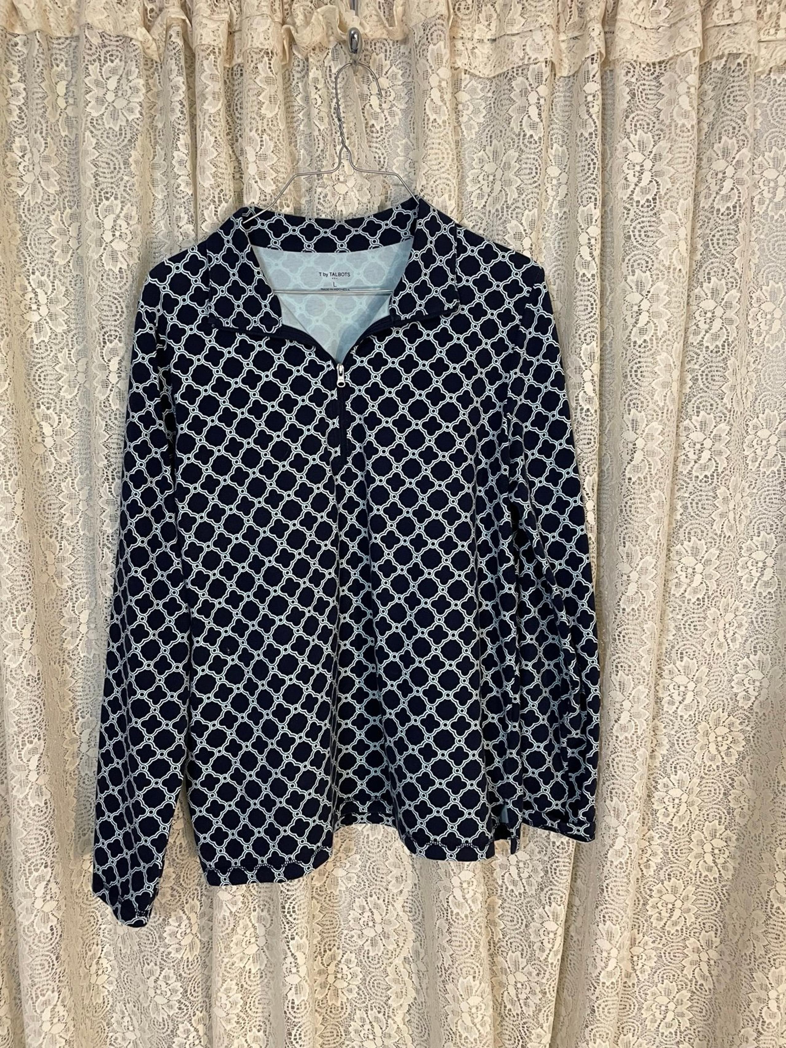 TALBOTS GEO-PRINT COTTON PULLOVER