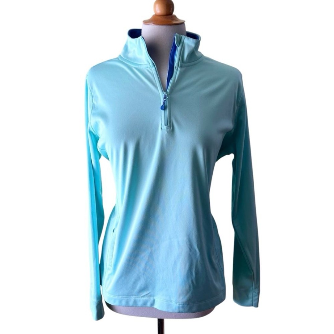 Vineyard Vines Pastel Robin’s Egg Blue Quarter Zip Long Sleeve Pullover - Large