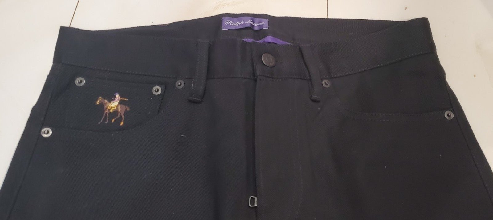 NWOT Ralph Lauren Purple Label Black Embroidered Men Jeans Size 32x38 MSRP 695
