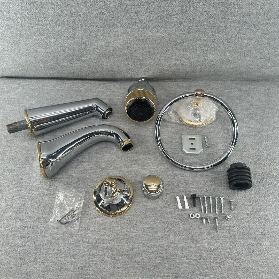 AQUABRASS - Vintage Chrome & Brass Bath Faucet, Towel Holder Shower Head Accs.
