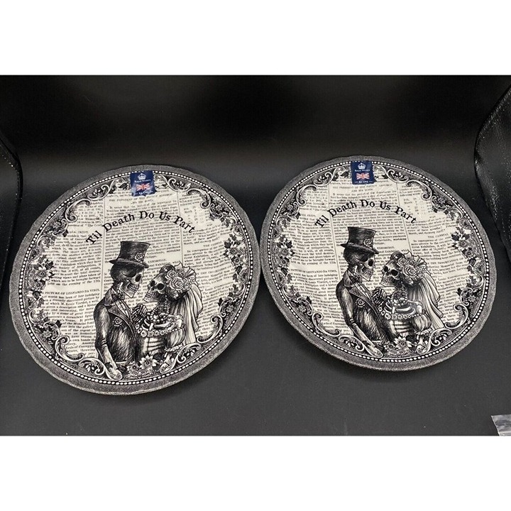 2 X Royal Wessex Halloween Skeleton Goth Wedding 10” Plate Til Death Do Us Part