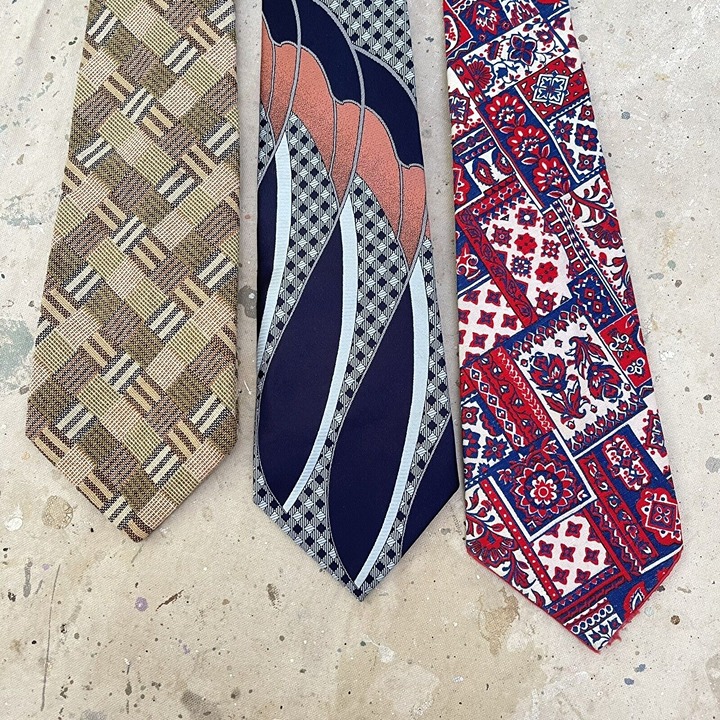 Vintage EXTRA WIDE 60’s/70’s Ties Lot Of 3, 4.5” Width