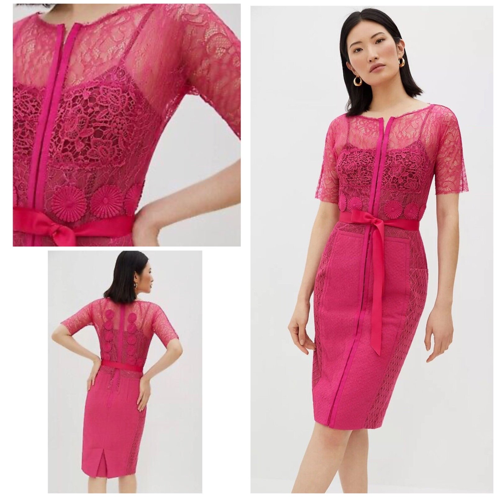 NWT Anthropologie In Earnest by Byron Lars Carissima Lace Pink Sheath Dress 4P