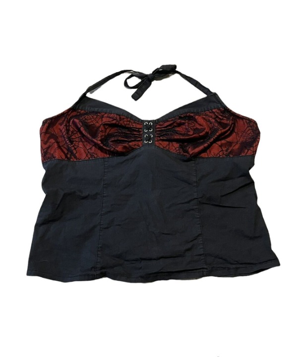 TRIPP NYC Halter Top Black Red Spider We’d Lace Punk Goth Gothic Plus Size 4