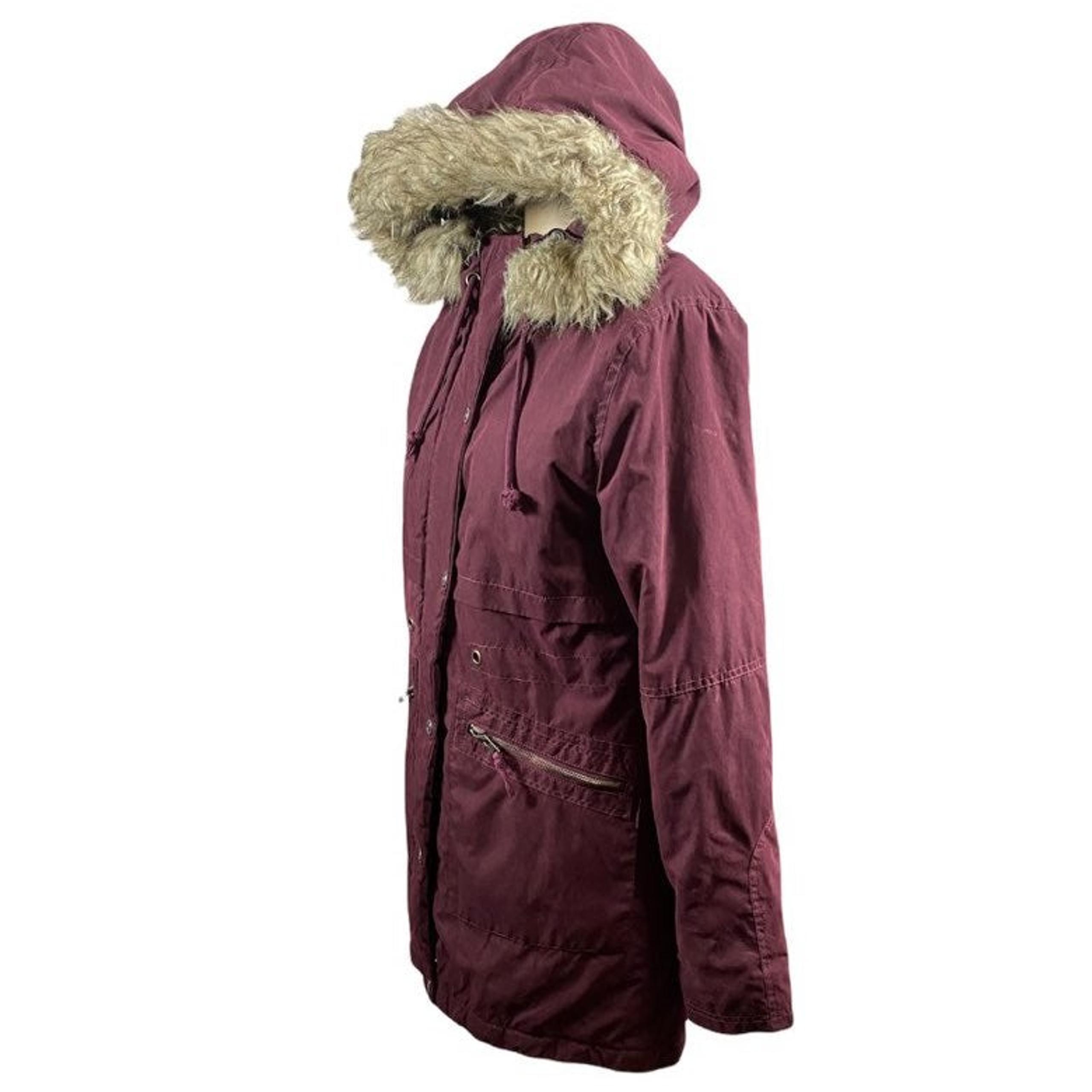 AEROPOSTALE Small Maroon & Faux Fur Jacket