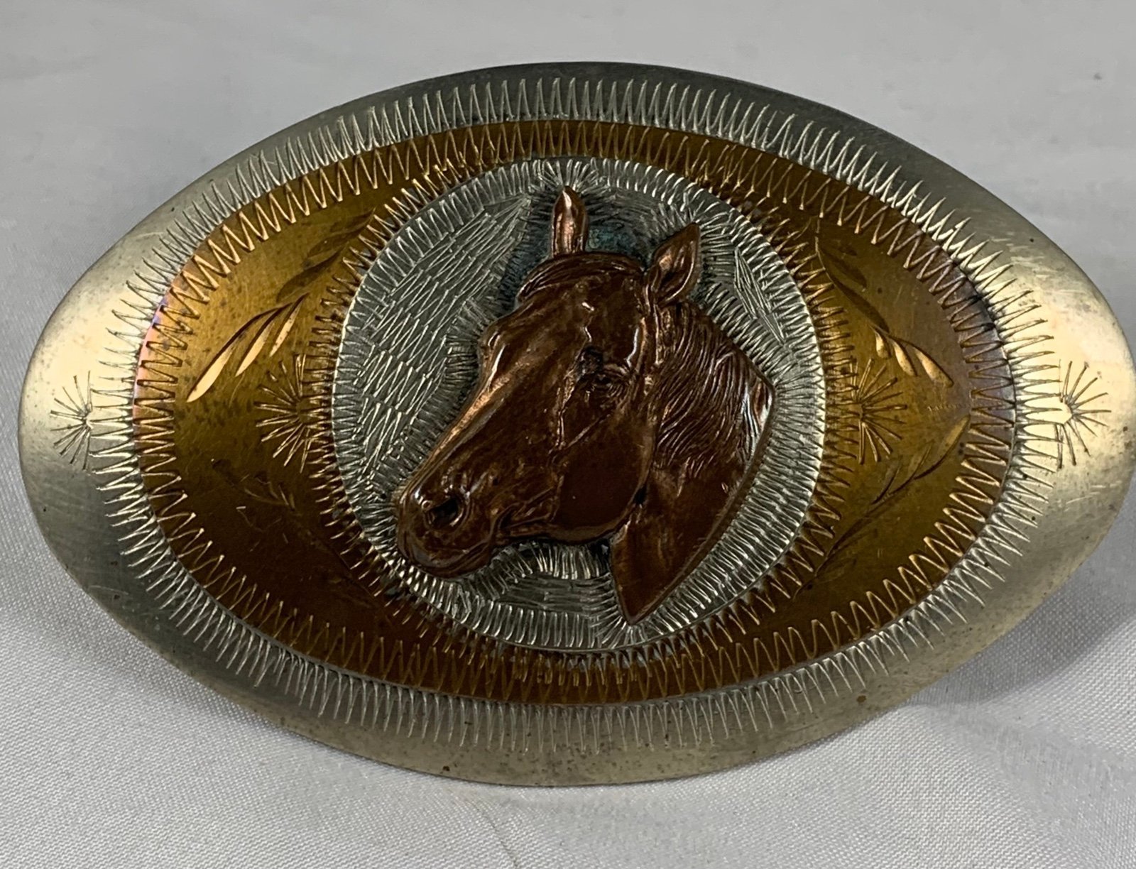 Vtg. Horse Head German Silver Belt Buckle- Western Flair