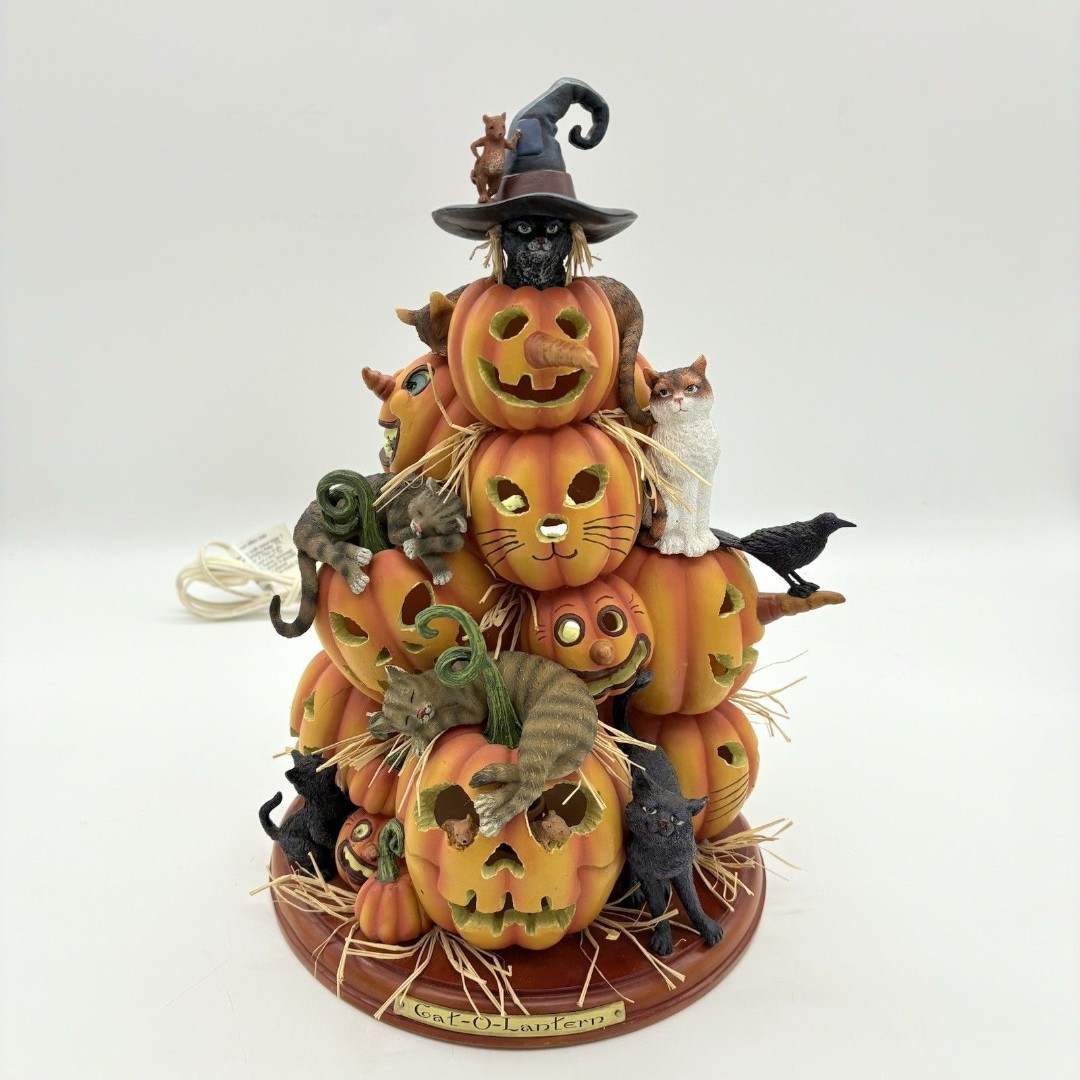 Cat-O-Lantern 2004 Bradford Exchange By Charles Wysocki Cat Halloween Decor READ