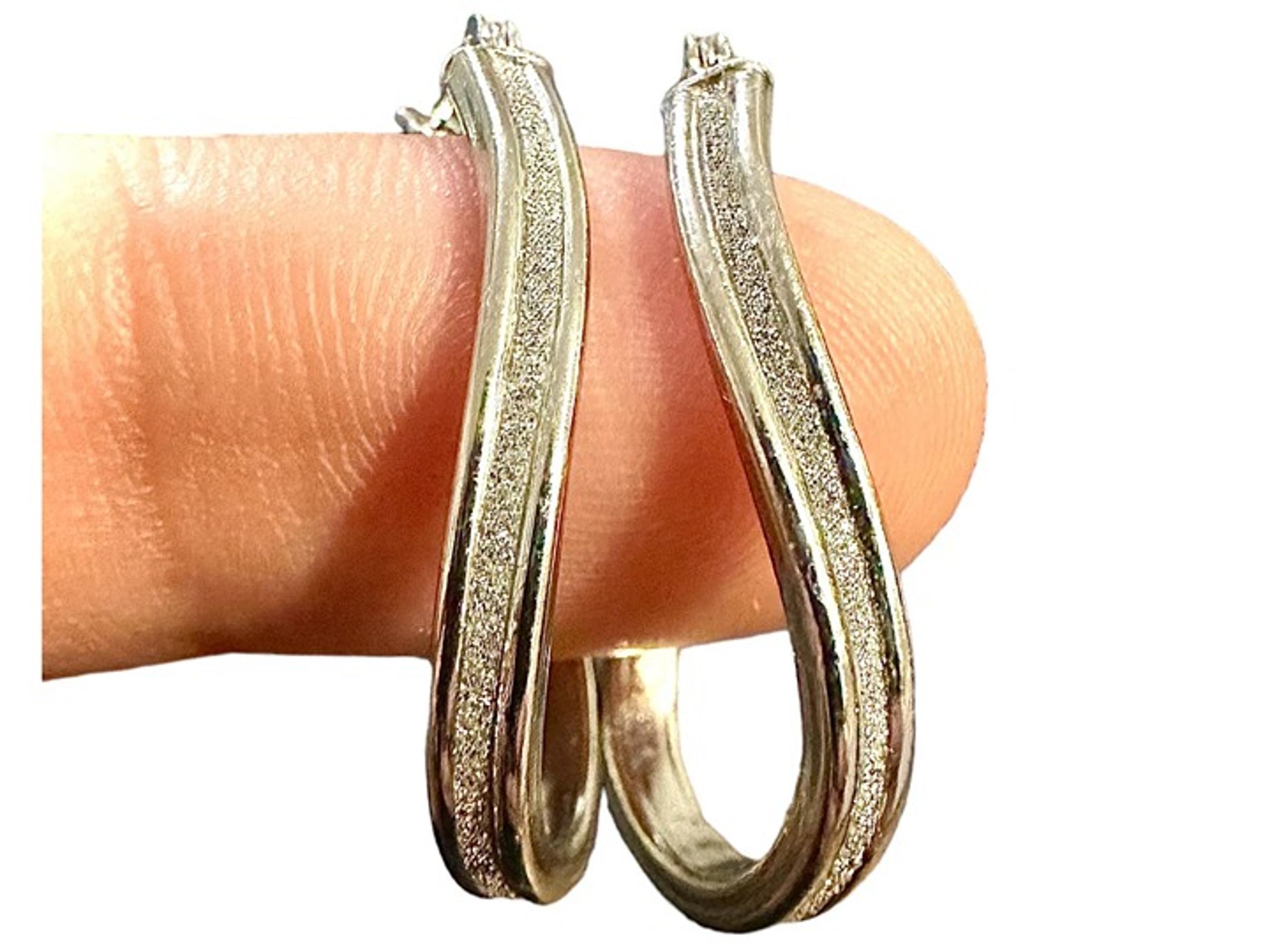 925 Sterling Silver Oval Hoop Curved U Shape Earrings 35MM for Women
