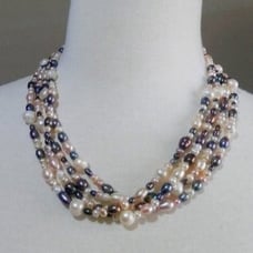 Ross Simons Pearl 4 Strand Pearl Torsade Sterling Clasp Necklace NWOT Mk92