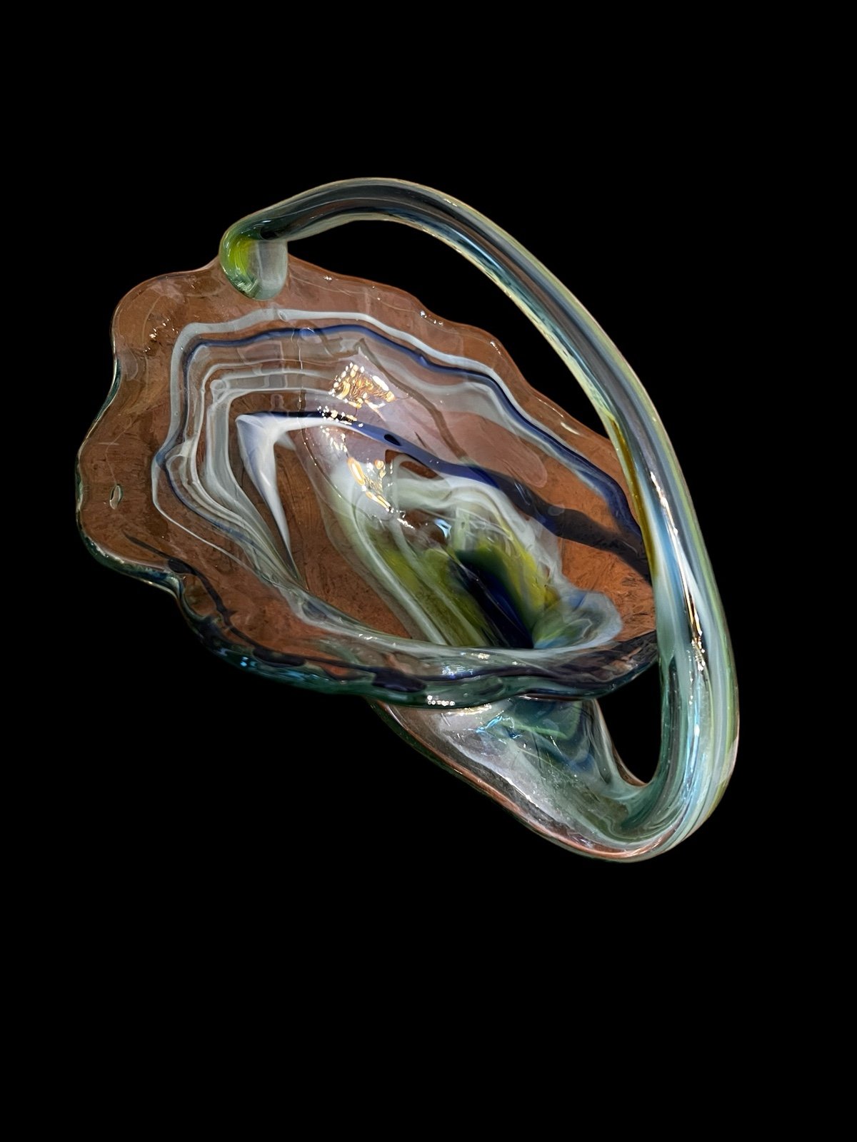Vintage Murano Glass Cornucopia Swirled Art Glass Basket