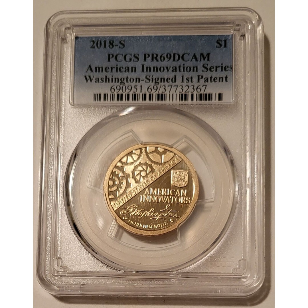 2018 S American Innovation Dollar Washington-Signed 1st Patent PR69 DCAM PCGS