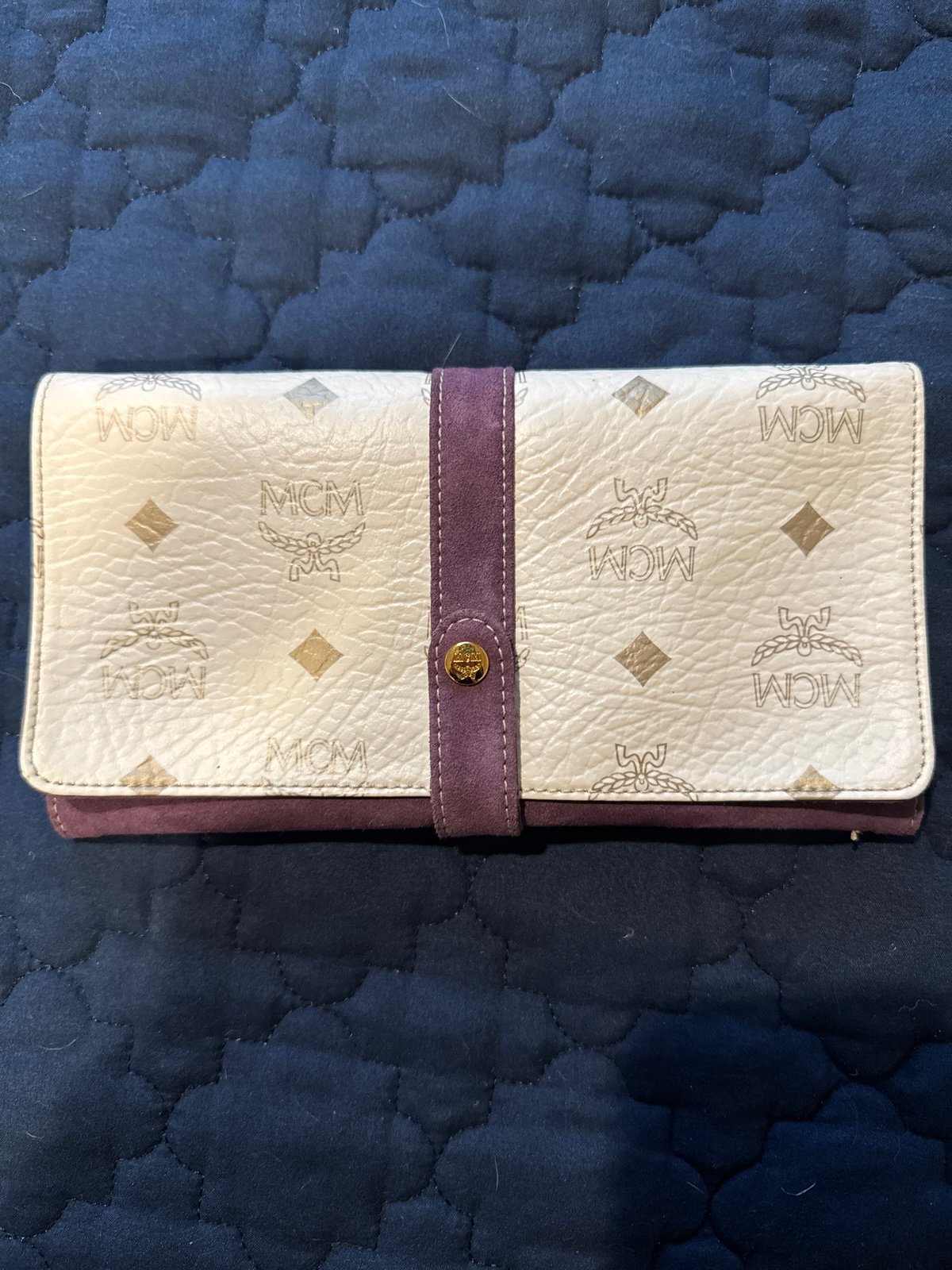 MCM Visetos travel jewelry case purple and white with box and storage bag