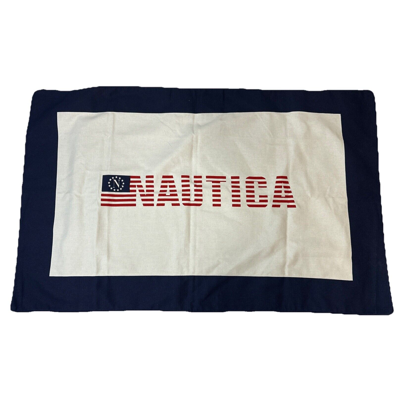Nautica Flag SPELLOUT Red White Blue King Size Pillow Shams Set Of 2 And Pillow