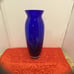 Cobalt Blue Clear Bottom Glass Vase Hand Blown Art 12 Vase.