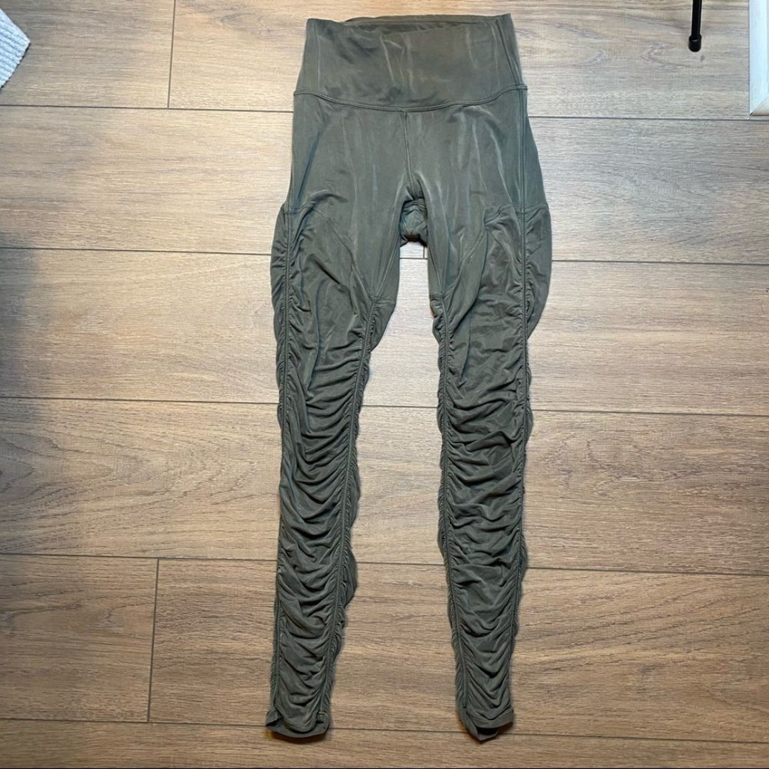 LULULEMON gray sage Into Something Good ruched right leggings 4