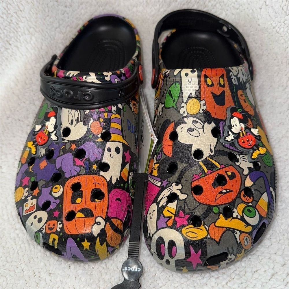 Disney Parks Halloween Mickey Mouse Pumpkin Clogs Crocs Black Adult 2022 M9 W11