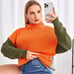 [Bundle] Sweater+Socks (Colorblock Turtleneck Sweater + Over-the-Knee Socks)
