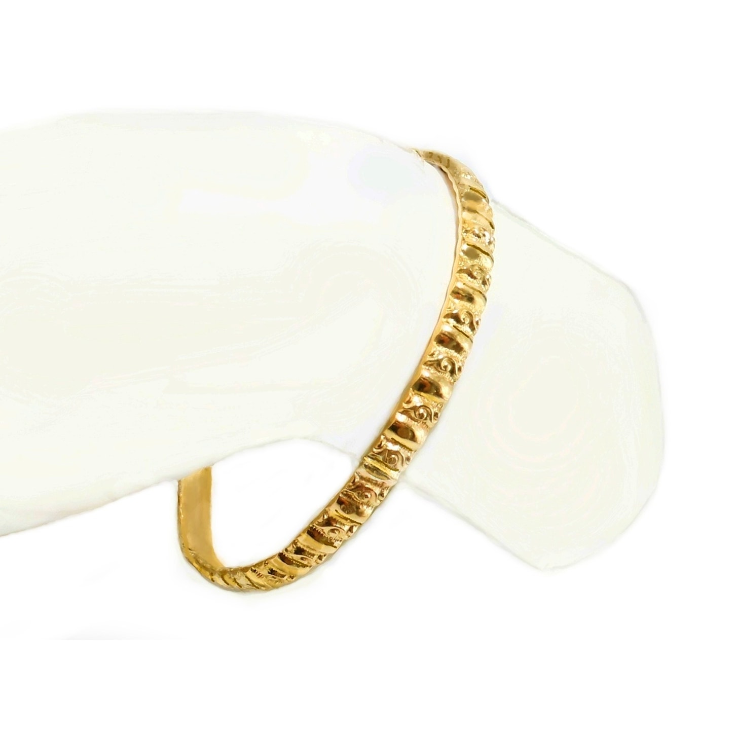Vintage Sturdy Bangle Bracelet Real Gold Filled 1/20 14K / Small Hand 7 in Round