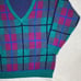 Vintage L-Simsbury V-Neck Pastel Checkers Sweater: Size Small