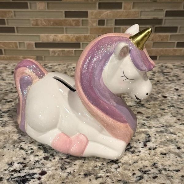 Ceramic Glitter Unicorn Piggy Bank Gifts For Girls