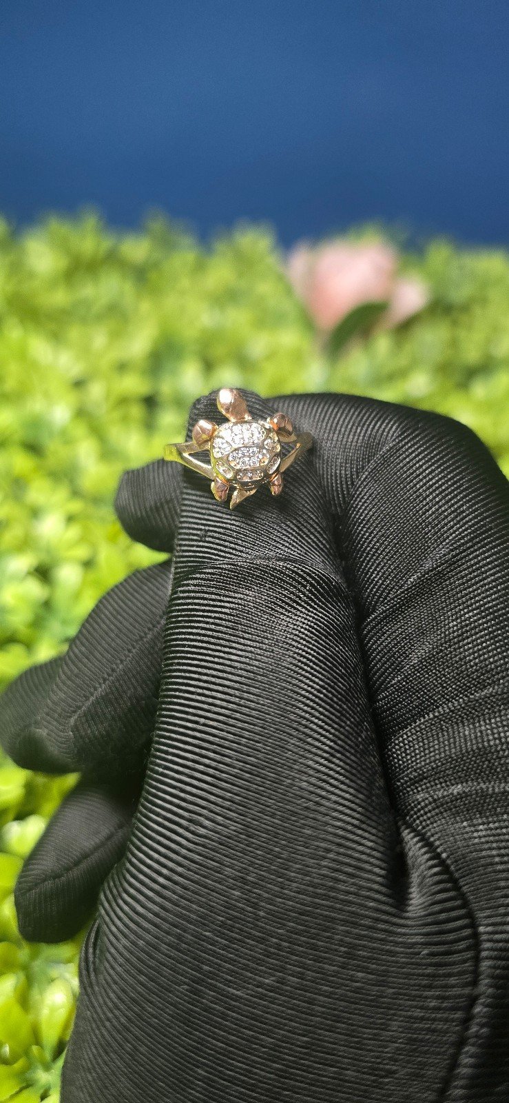 14k gold 2 tone turtle ring
