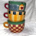Vintage Sakura Nested Tea Coffee Cups Debbie Mumm Cookie Jar 1998
