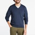LL Bean Blue V Neck Cotton Cashmere Pullover Sweater XL